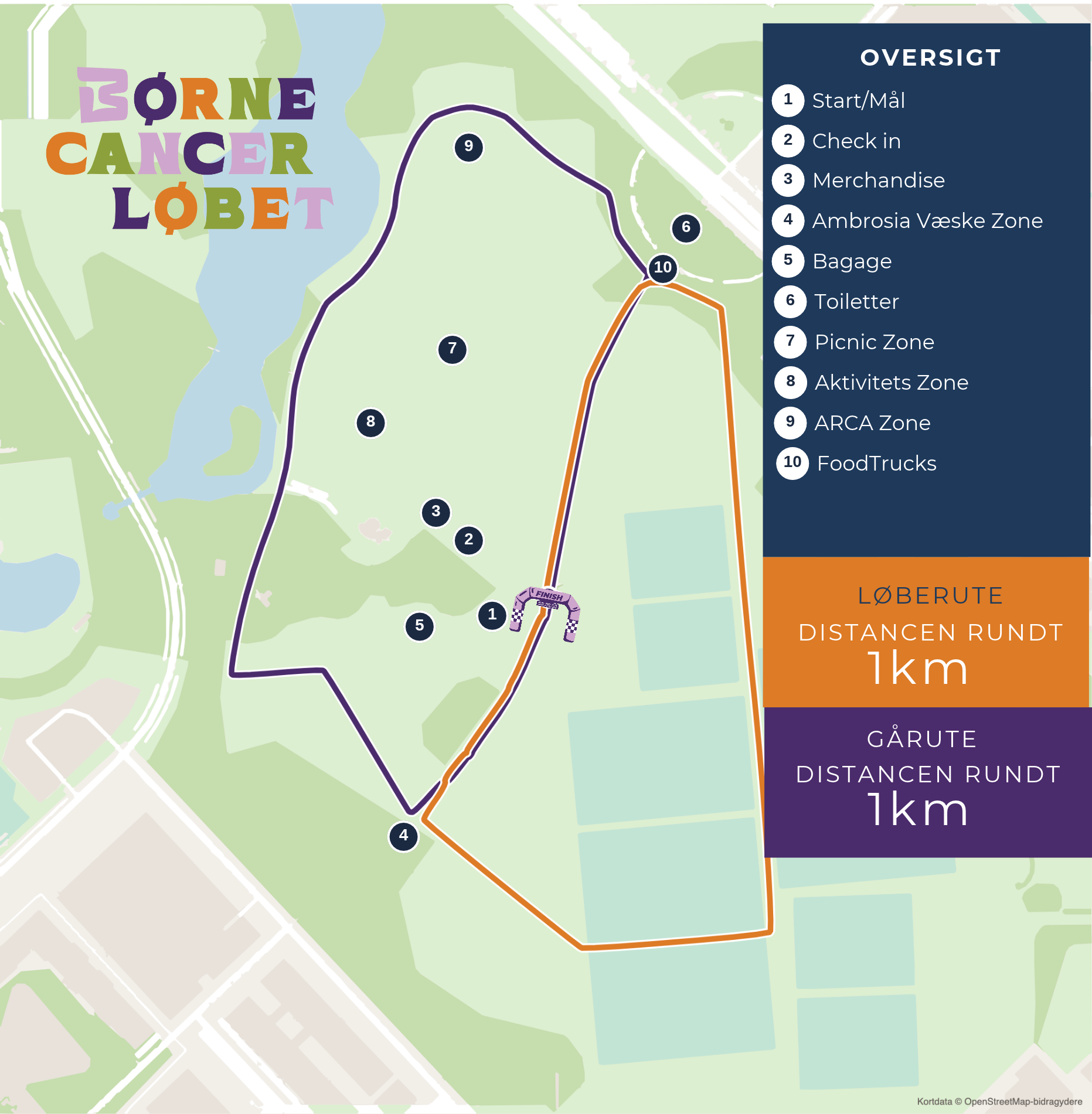 Rutekort for Børnecancerløbet København 2027